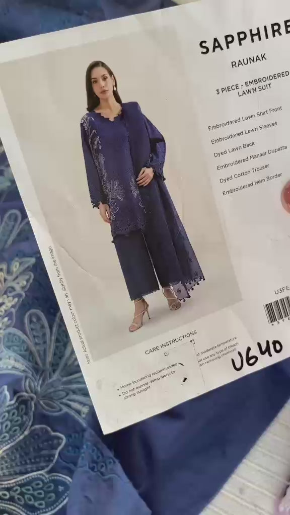 Sapphire- 3 Piece - Luxury Embroidered Lawn Suit