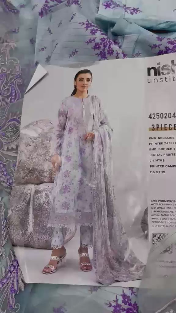 3 Piece -Nishat Linen Digital Printed Embroidered Suit - 42502045
