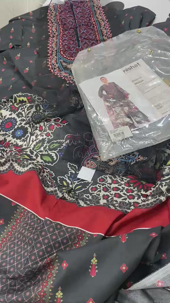 3 Piece - Nishat Linen Digital Printed Embroidered Suit - 42502135