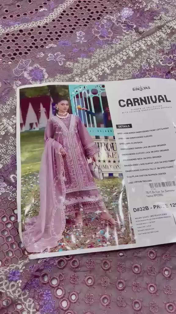 Bin Ilyas Carnival Summer Embroidered Lawn'25 D-32B