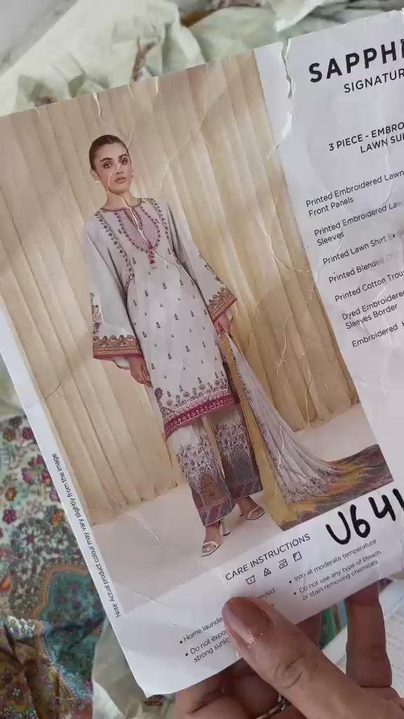 Sapphire- 3 Piece - Luxury Embroidered Lawn Suit