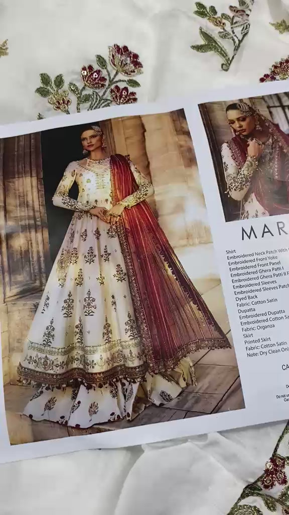 Maria-b|Unstitched embroidered cotton satin suit