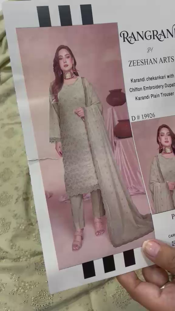 RANGRANI by Zeeshan Arts- Unstitched Karandi 3 Piece