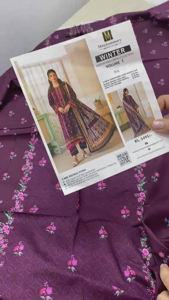Mausummery Printed Linen Winter Unstitched – Iris