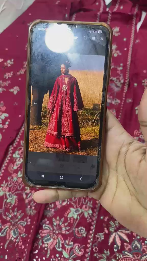 Mahogany- Maroon Luxury Lawn Suit By- Hussain Rehar