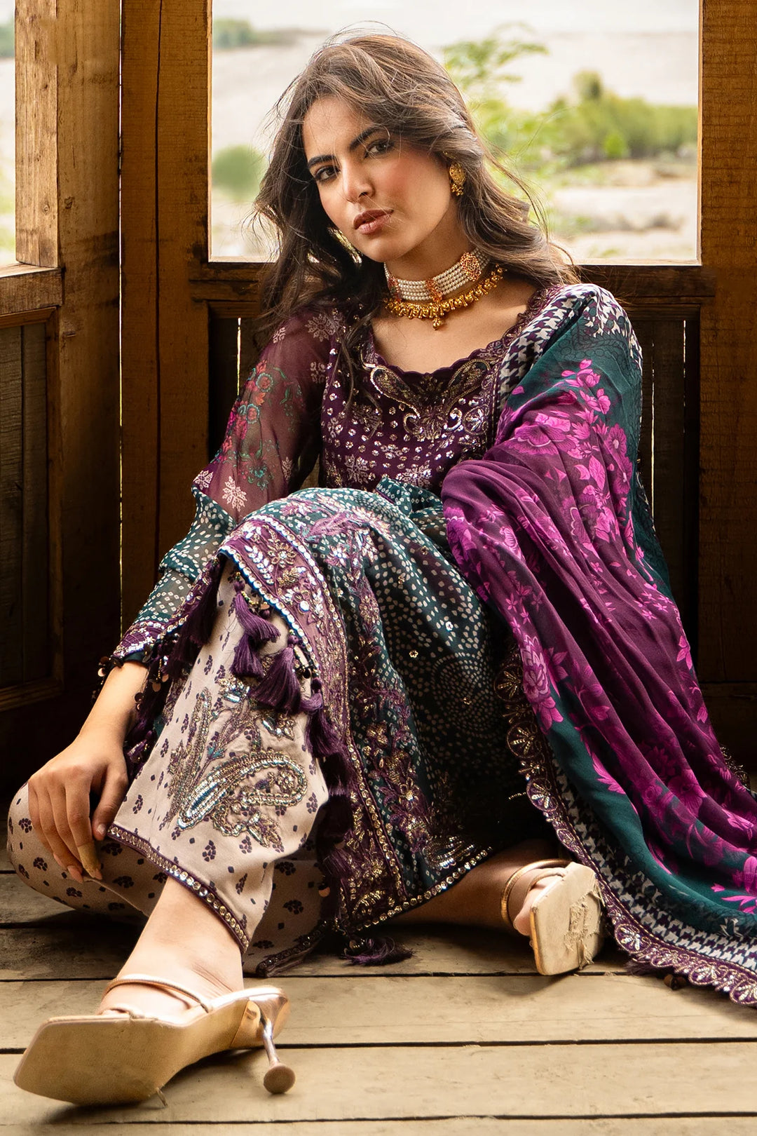 Charizma- 3-PC Unstitched Embroidered Chiffon Collection VSLW6-12